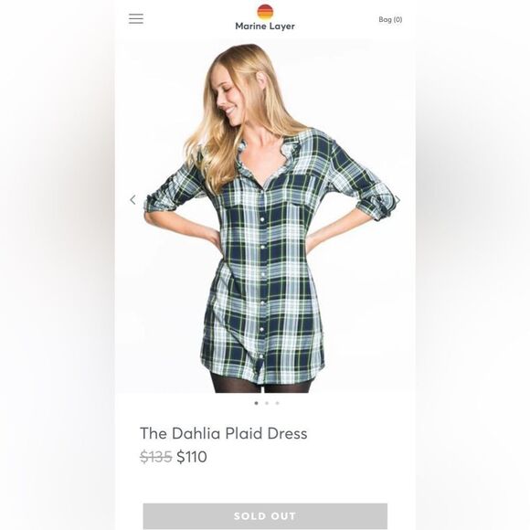 Marine Layer The Dahlia plaid button down dress small - Picture 16 of 17